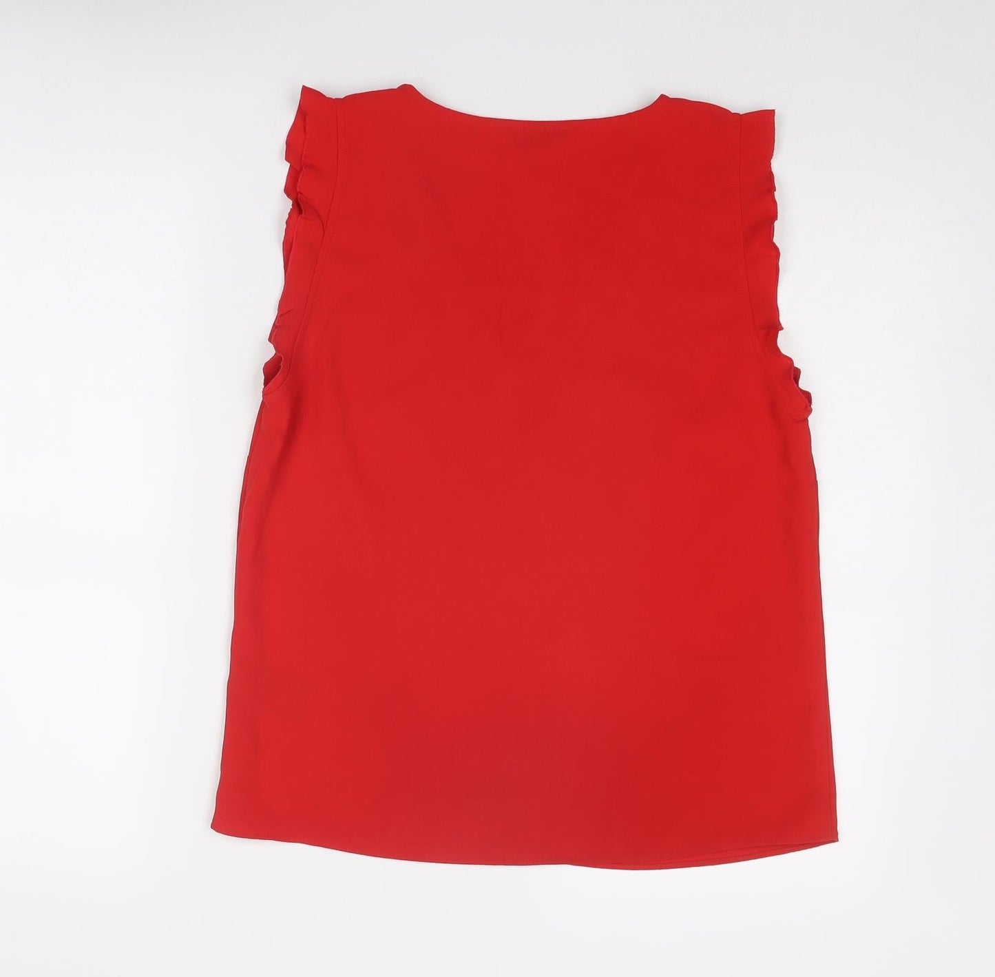 H&M Womens Red Polyester Basic Blouse Size 10 V-Neck