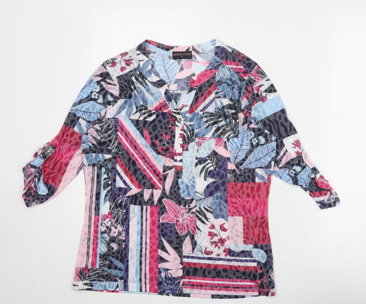 Anna Rose Womens Multicoloured Geometric Polyester Basic Blouse Size M V-Neck