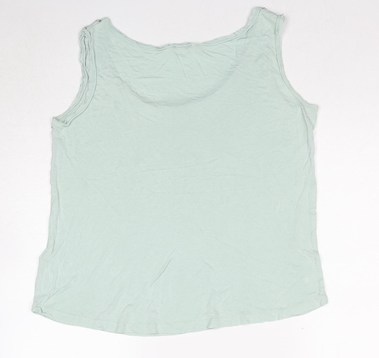 Monsoon Womens Green Viscose Basic Tank Size 16 Scoop Neck - Embellished