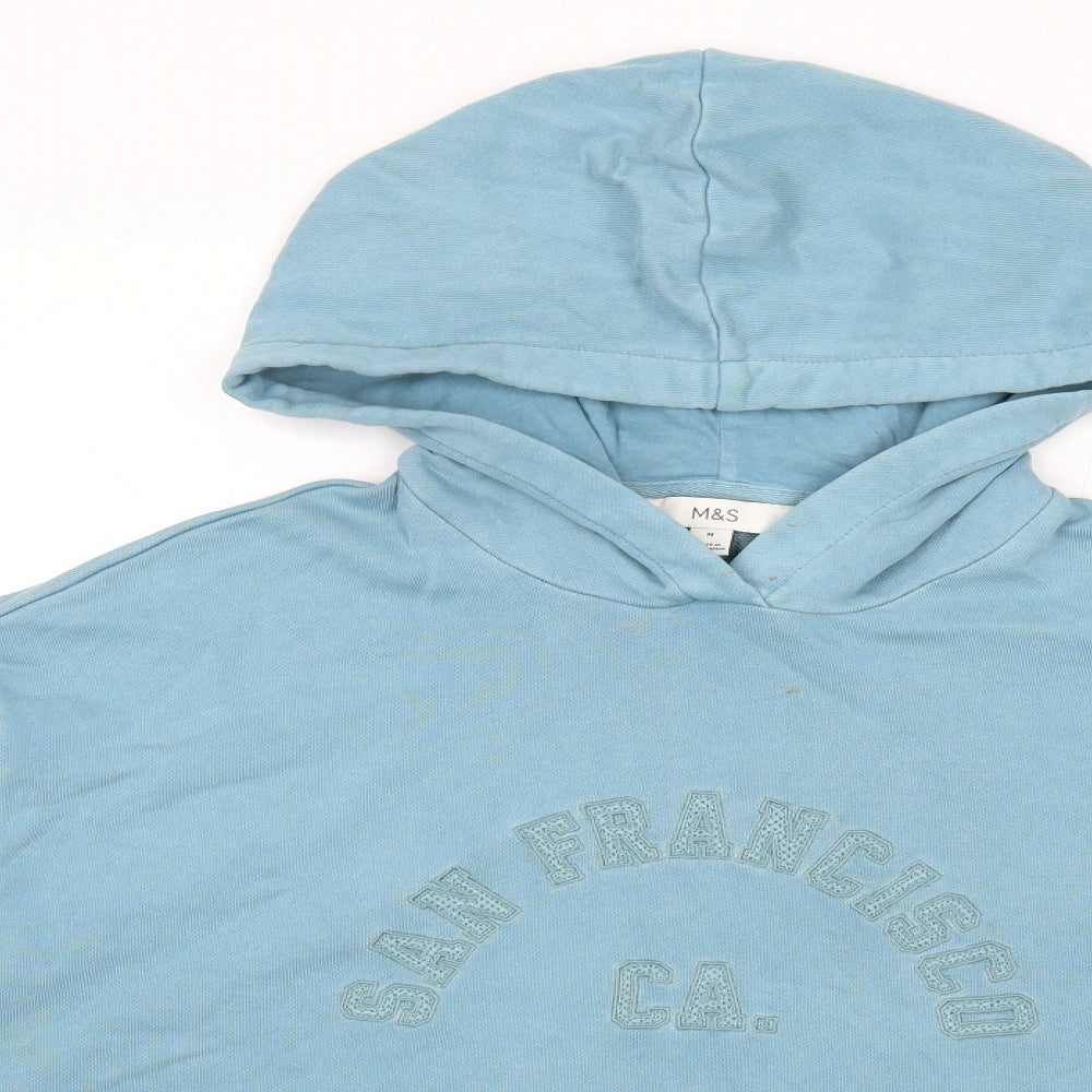Marks and Spencer Womens Blue Cotton Pullover Hoodie Size M - San Francisco