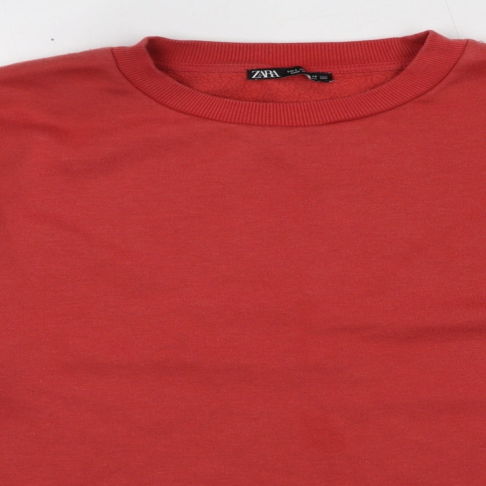 Zara Womens Red Cotton Pullover Sweatshirt Size S