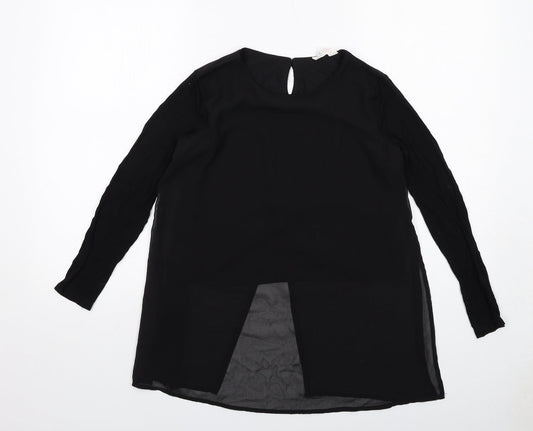 H&M Girls Black Polyester Basic Blouse Size 12-13 Years Round Neck Buckle