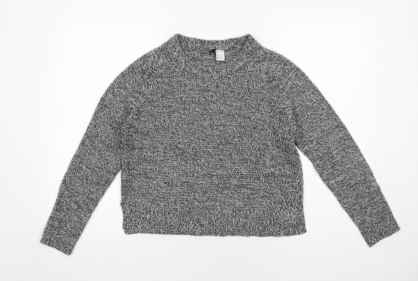 H&M Womens Grey Round Neck Acrylic Pullover Jumper Size S