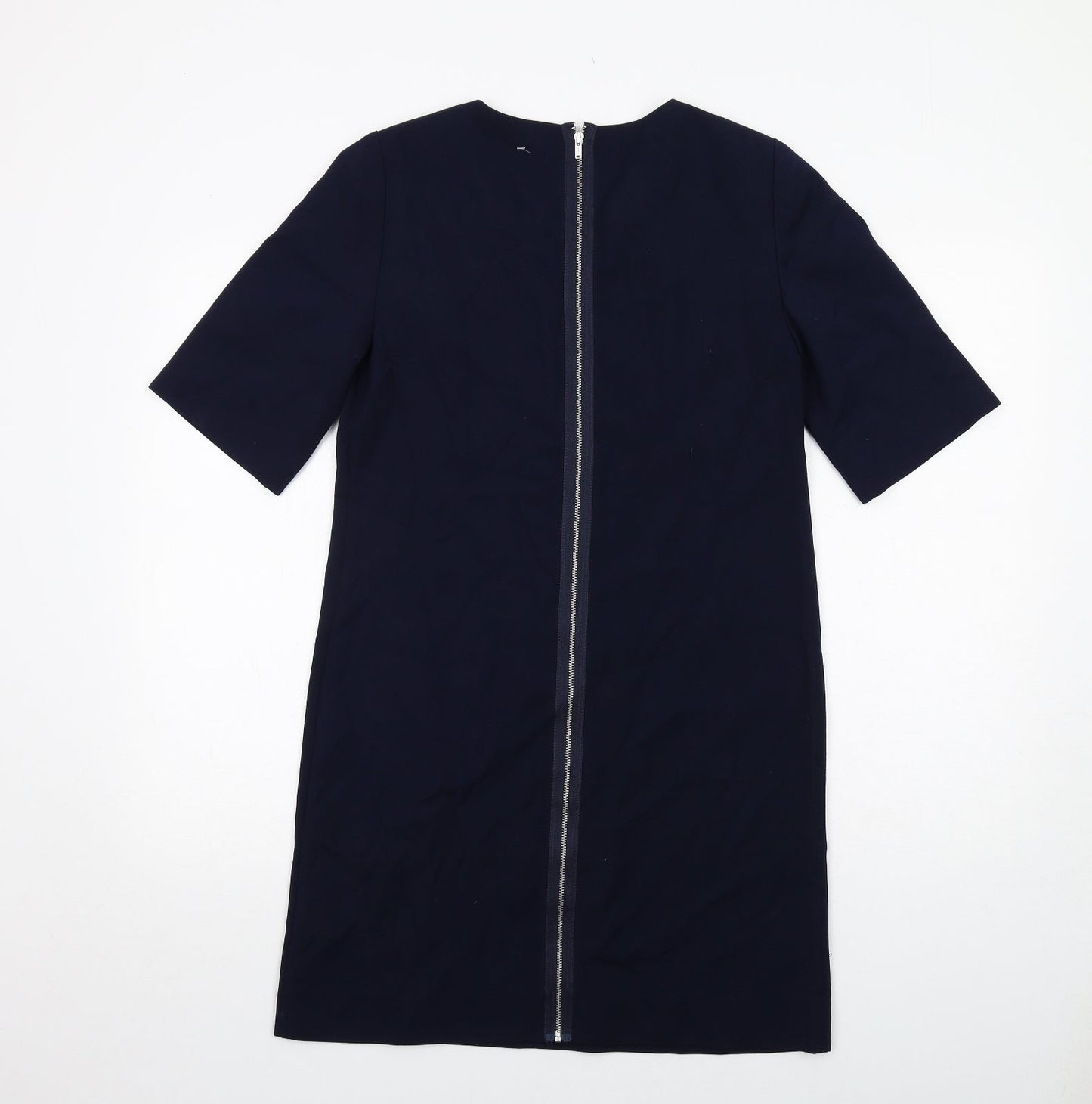 Gap Womens Blue Polyester Shift Size 6 Round Neck Zip