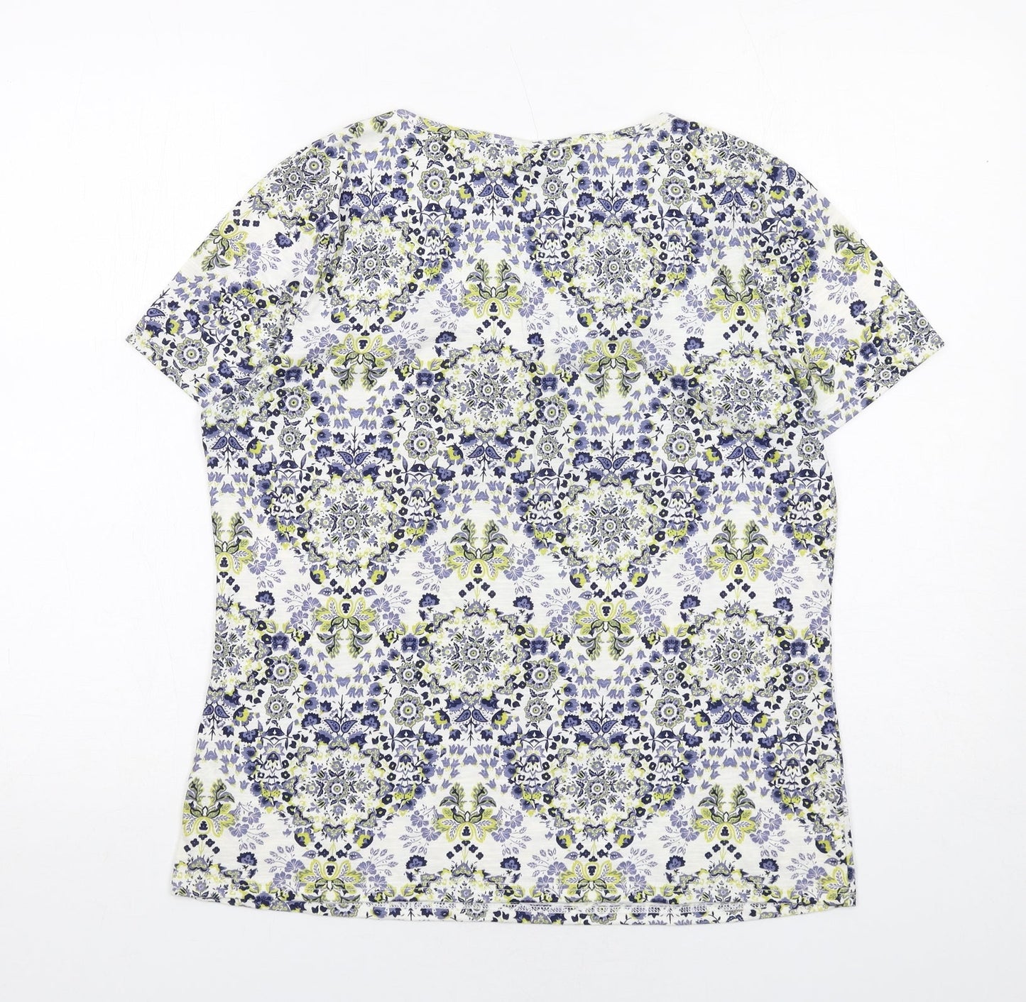 Profile Womens Multicoloured Floral Cotton Basic T-Shirt Size 10 Scoop Neck
