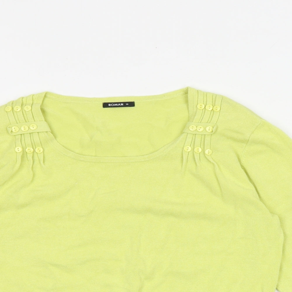 Roman Womens Yellow Round Neck Viscose Pullover Jumper Size 10