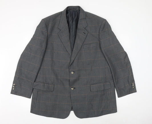 Carabou Mens Grey Geometric Polyester Jacket Suit Jacket Size 46 Regular
