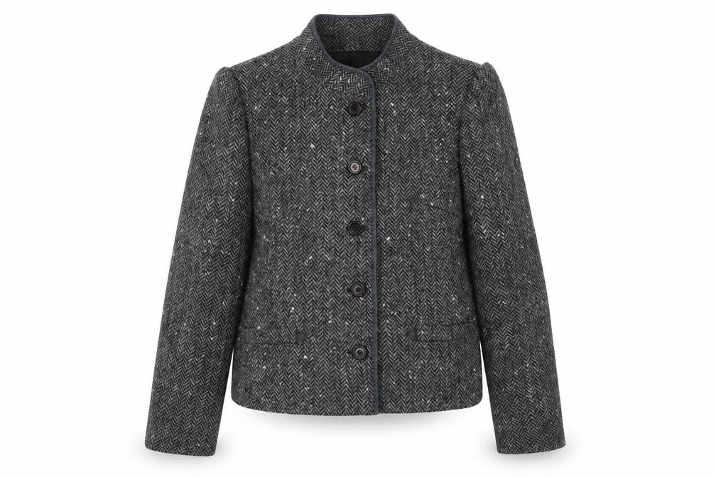 Dorene Womens Grey Geometric Jacket Blazer Size 14 Button