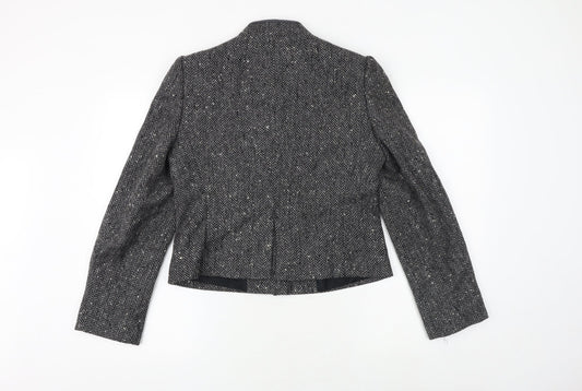 Dorene Womens Grey Geometric Jacket Blazer Size 14 Button
