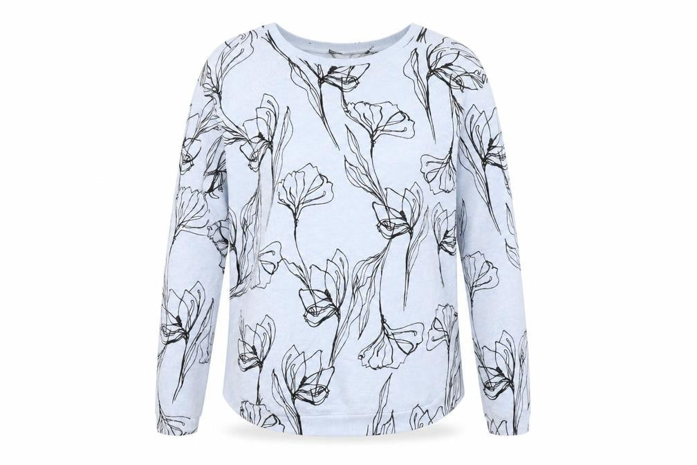 Marks and Spencer Womens Blue Round Neck Floral Polyester Pullover Jumper Size 8