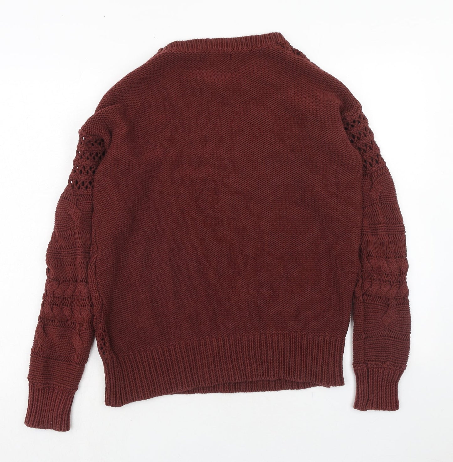 NEXT Womens Brown Round Neck Cotton Pullover Jumper Size S