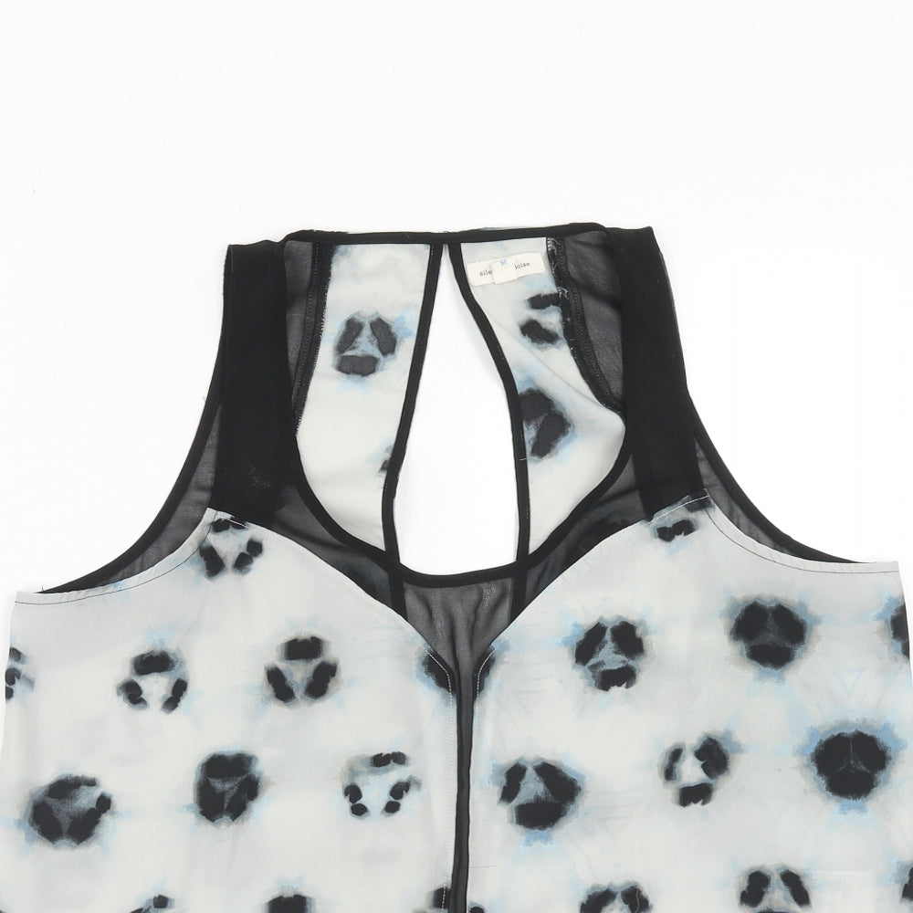Silence + Noise Womens Grey Geometric Polyester Basic Tank Size M Scoop Neck
