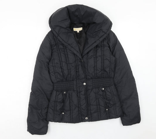 Honee Womens Black Quilted Jacket Size S Zip