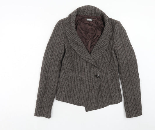 United nation colors Womens Brown Striped Wool Jacket Blazer Size 12