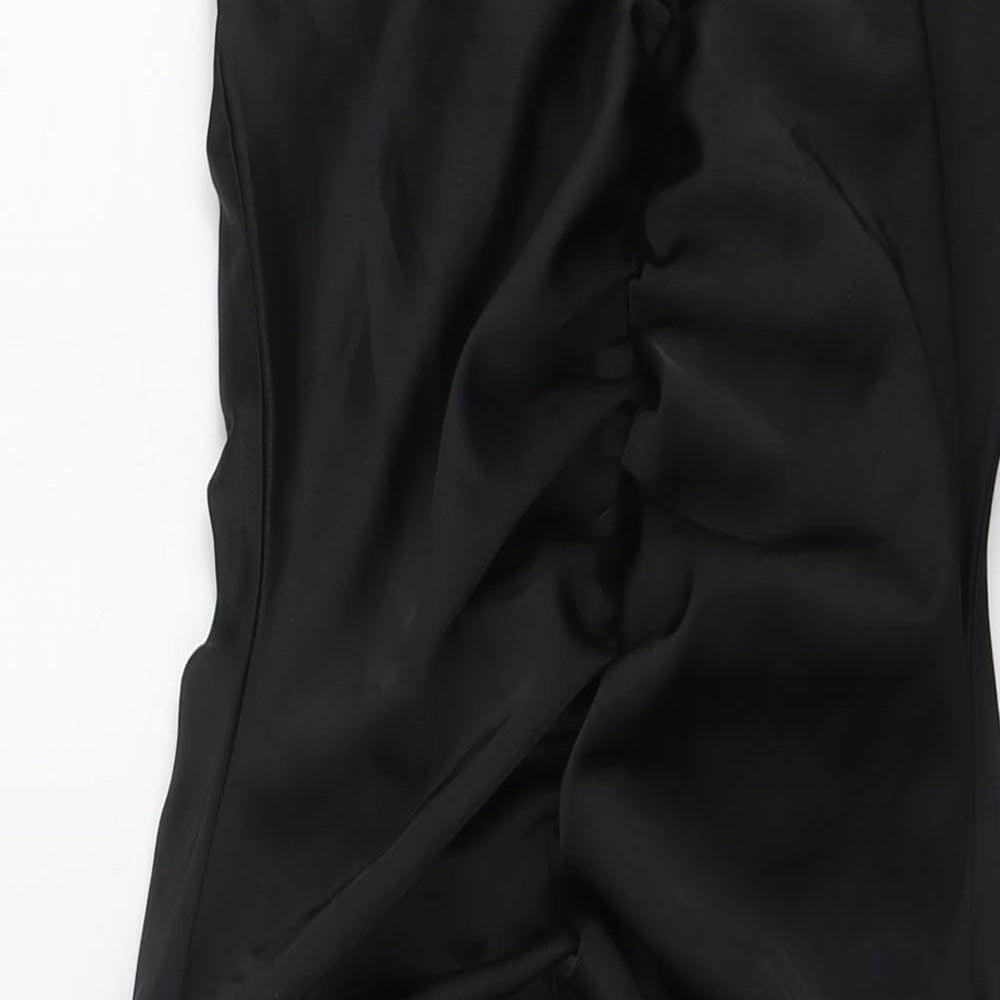 PRETTYLITTLETHING Womens Black Polyester Mini Size 6 Sweetheart Zip - Strapless