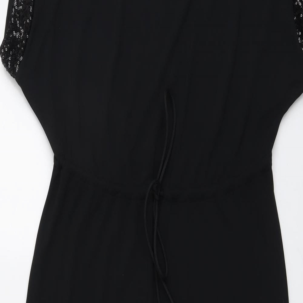 Marks and Spencer Womens Black Polyester A-Line Size 8 Boat Neck Pullover