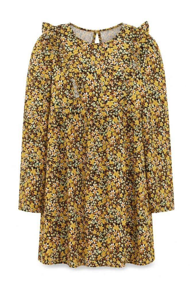 ASOS Womens Yellow Floral Cotton A-Line Size 14 Round Neck Pullover