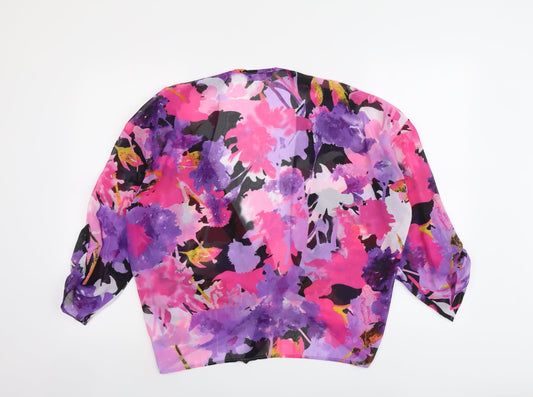 Annalee + Hope Womens Multicoloured Floral Polyester Basic Blouse Size M V-Neck - Knot Front