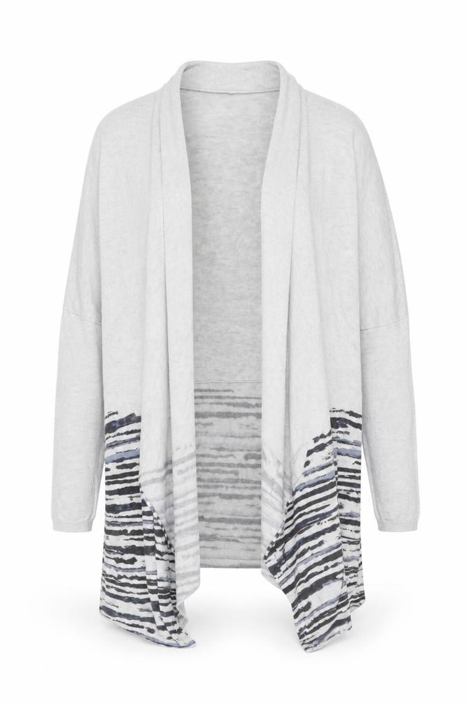 Maison De Nimes Womens Grey V-Neck Geometric Viscose Cardigan Jumper Size L - Open