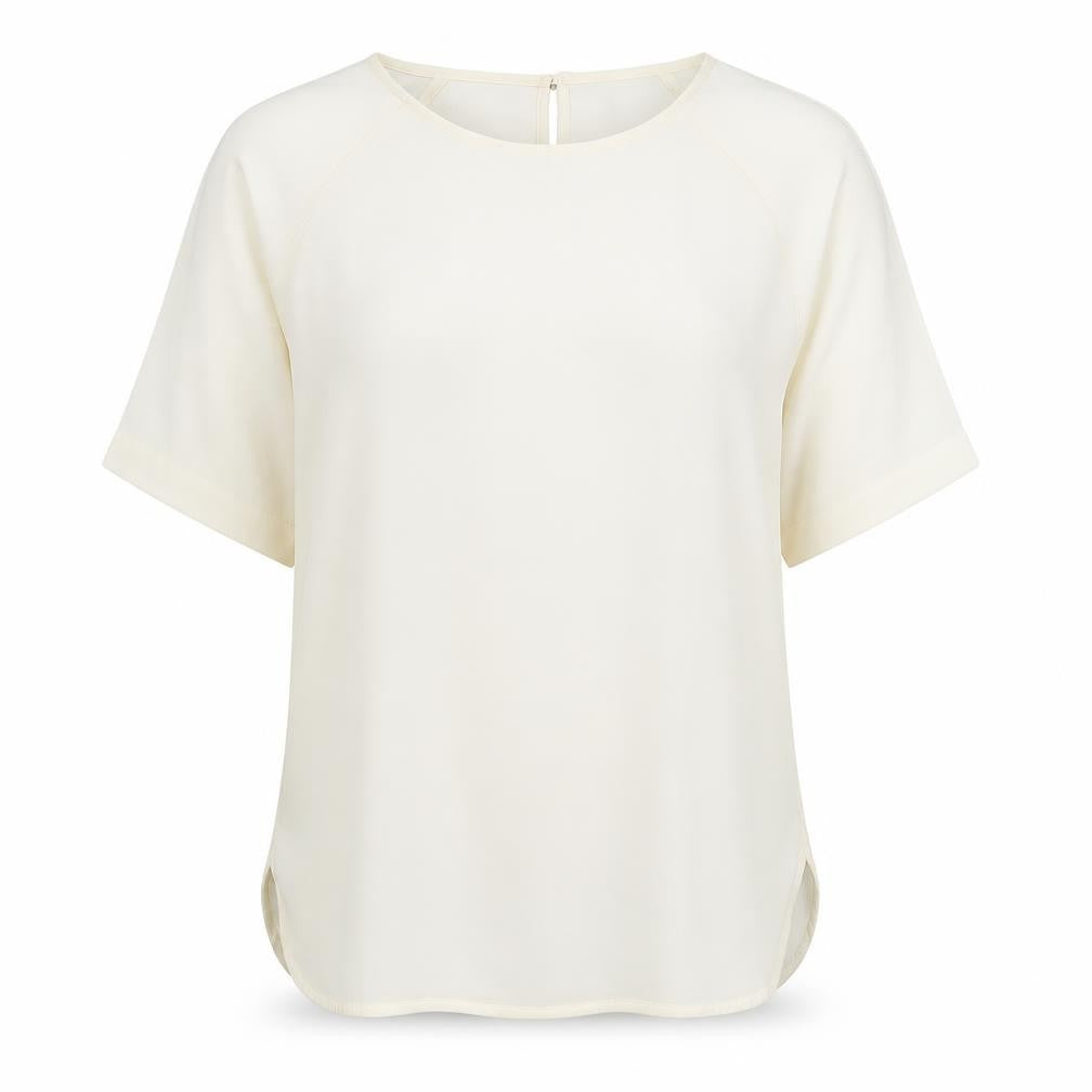 Marks and Spencer Womens Ivory Polyester Basic Blouse Size 12 Round Neck