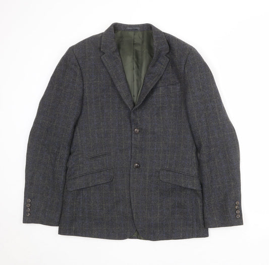 RJR.John Rocha Mens Grey Check Wool Jacket Blazer Size 38 Regular