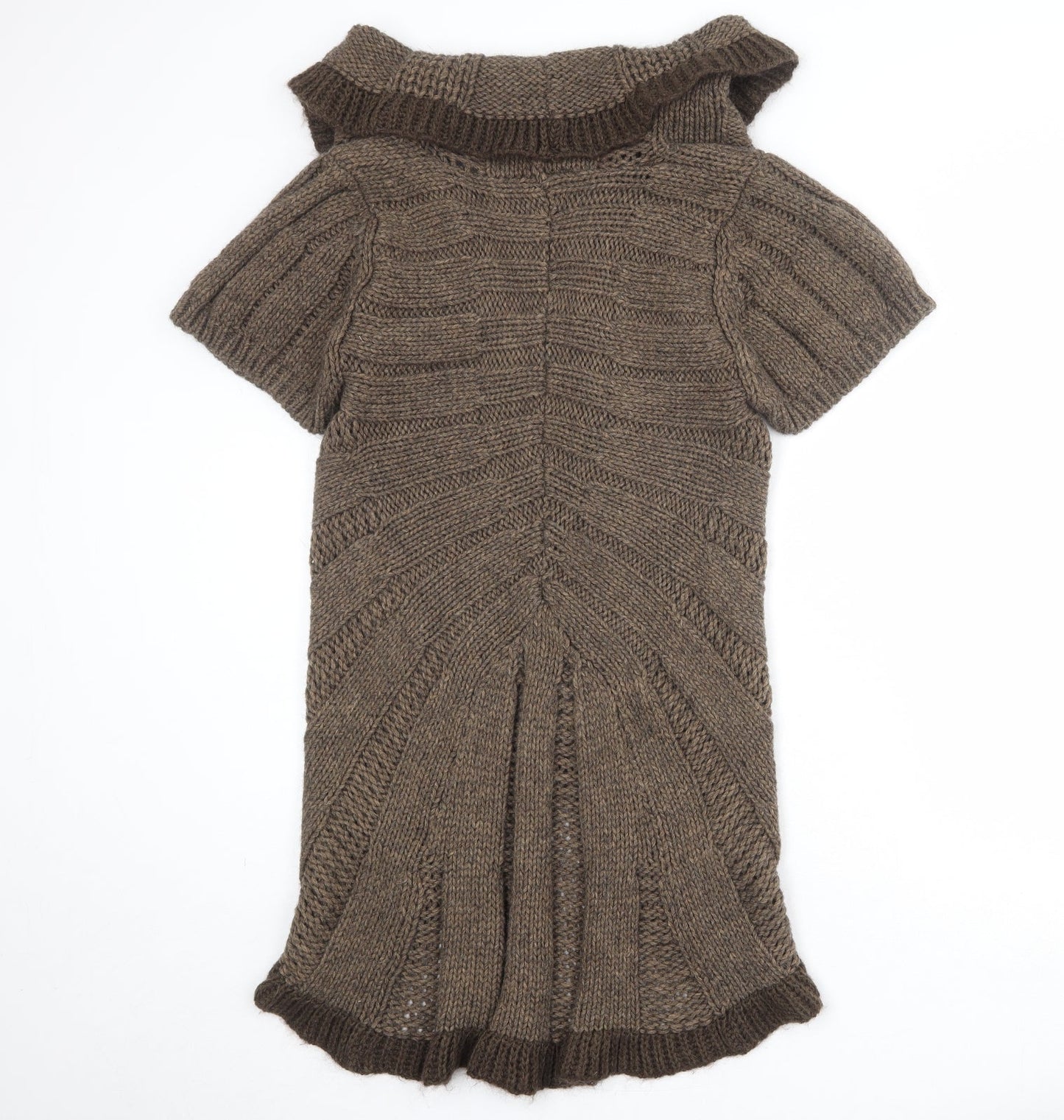 Oui Womens Brown Collared Acrylic Cardigan Jumper Size 12