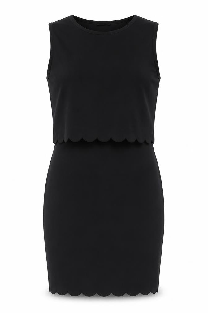 PRETTYLITTLETHING Womens Black Polyester Shift Size 10 Round Neck Pullover