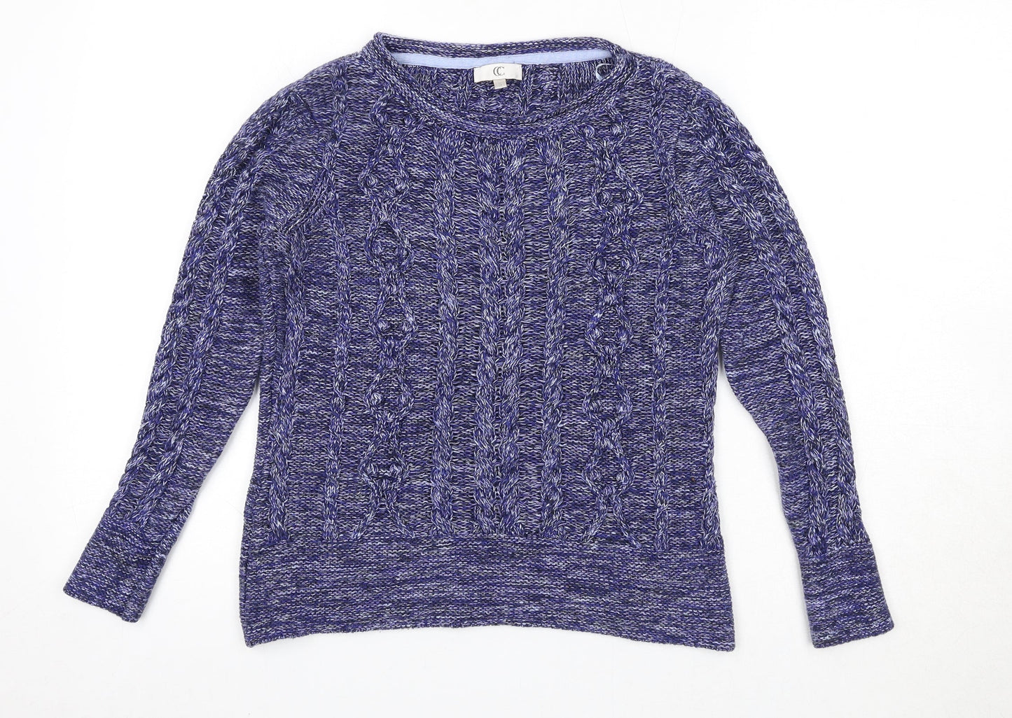 CC Womens Blue Boat Neck Viscose Pullover Jumper Size S