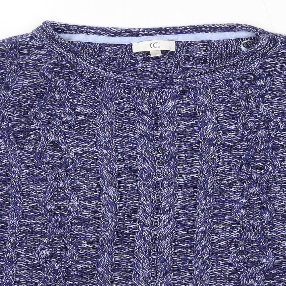 CC Womens Blue Boat Neck Viscose Pullover Jumper Size S