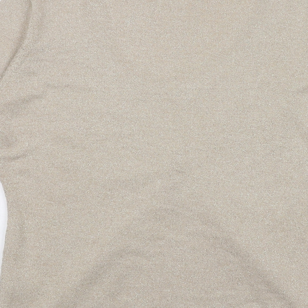 Alex & Co Womens Beige Viscose Basic Blouse Size 12 Round Neck - Twin Set