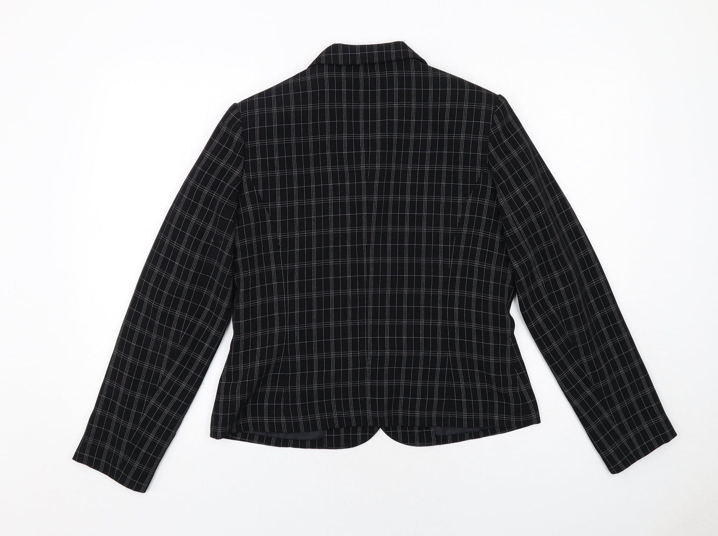 NEXT Womens Black Geometric Jacket Blazer Size 10 Button