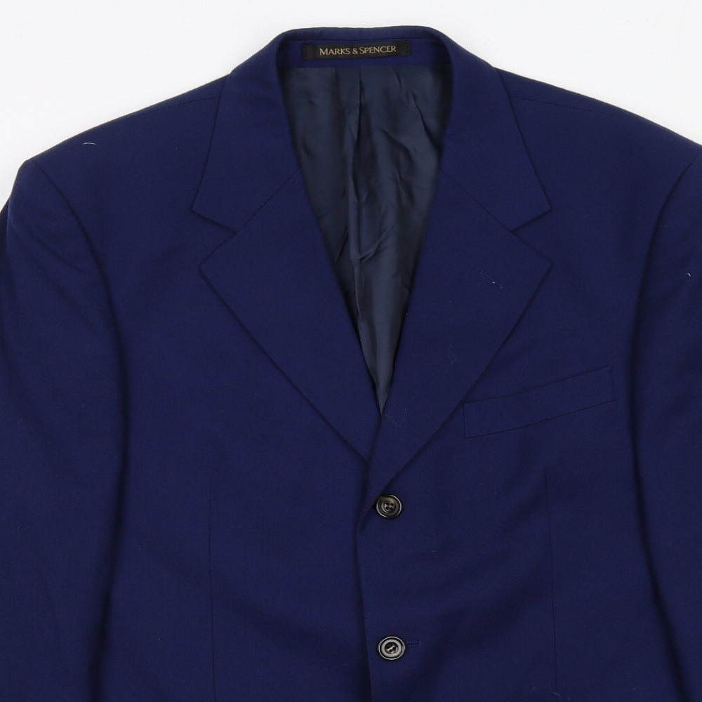 Marks and Spencer Mens Blue Wool Jacket Suit Jacket Size 40 Regular