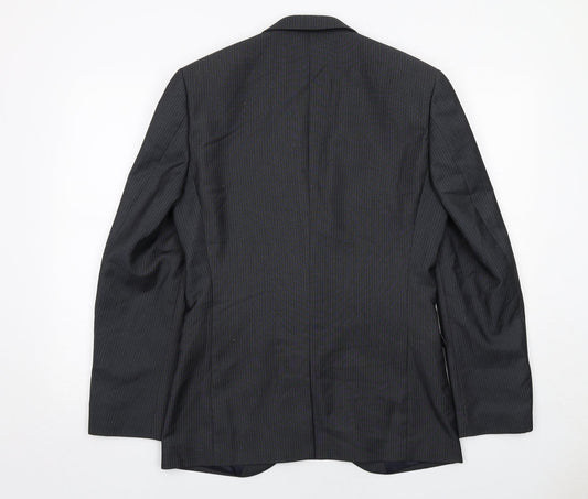 NEXT Mens Grey Striped Polyester Jacket Suit Jacket Size 38 Regular