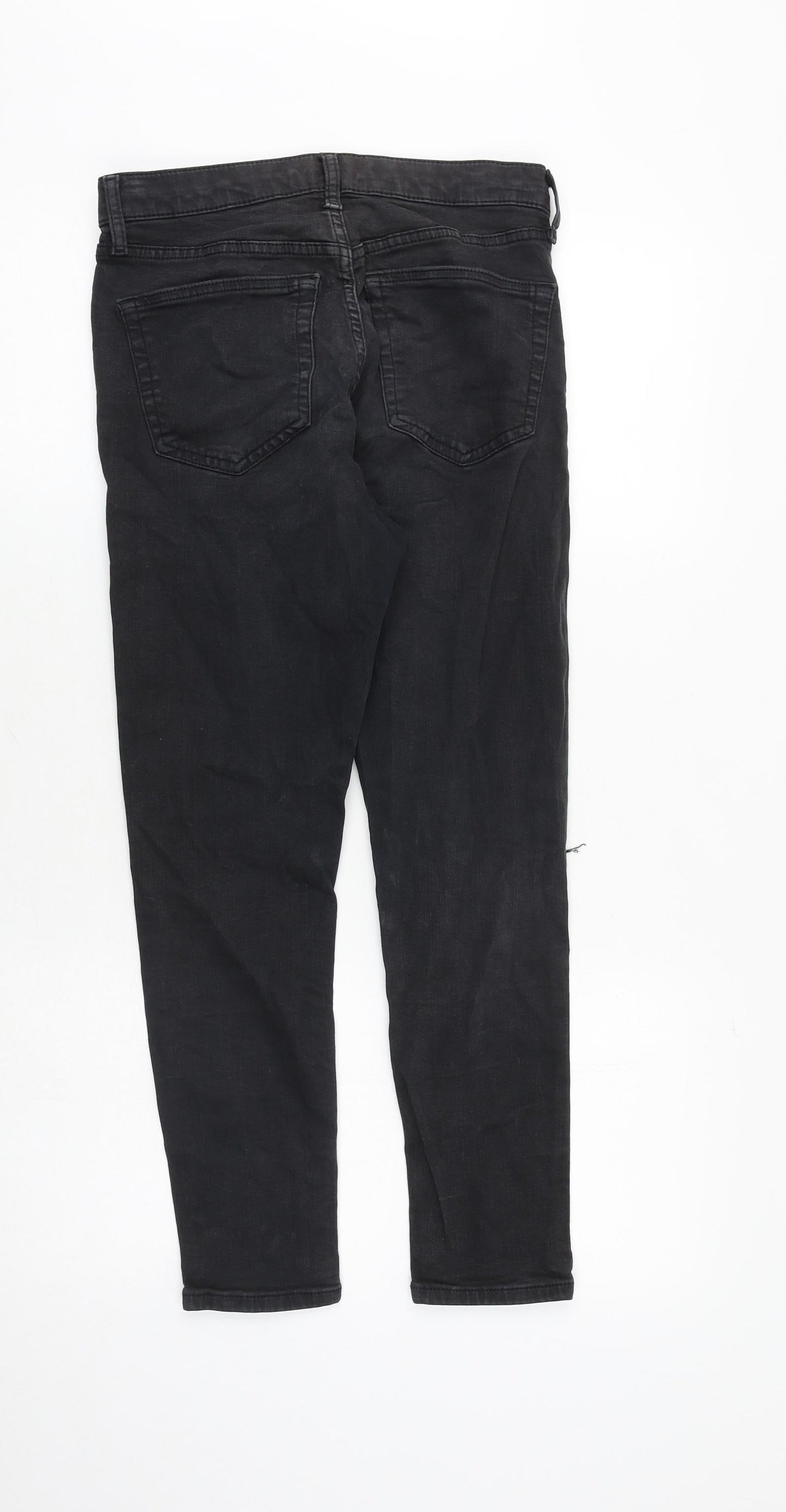 Topshop Womens Grey Cotton Skinny Jeans Size 28 in Regular Zip