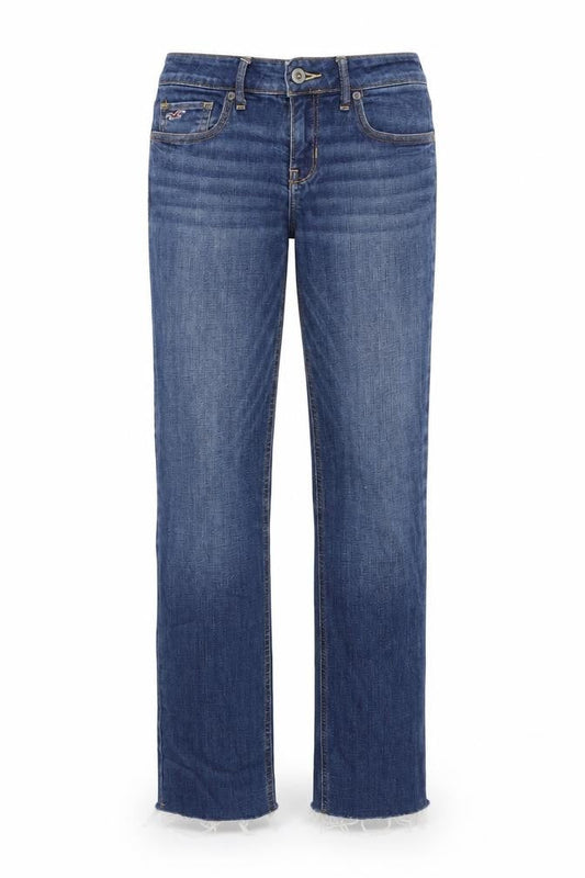 Hollister Womens Blue Cotton Straight Jeans Size 26 in Regular Zip - Frayed Hem