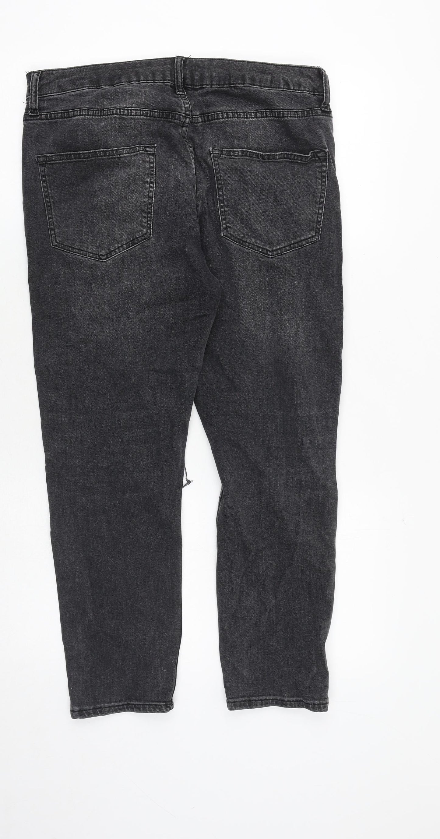 Topman Mens Grey Cotton Tapered Jeans Size 30 in L30 in Regular Zip