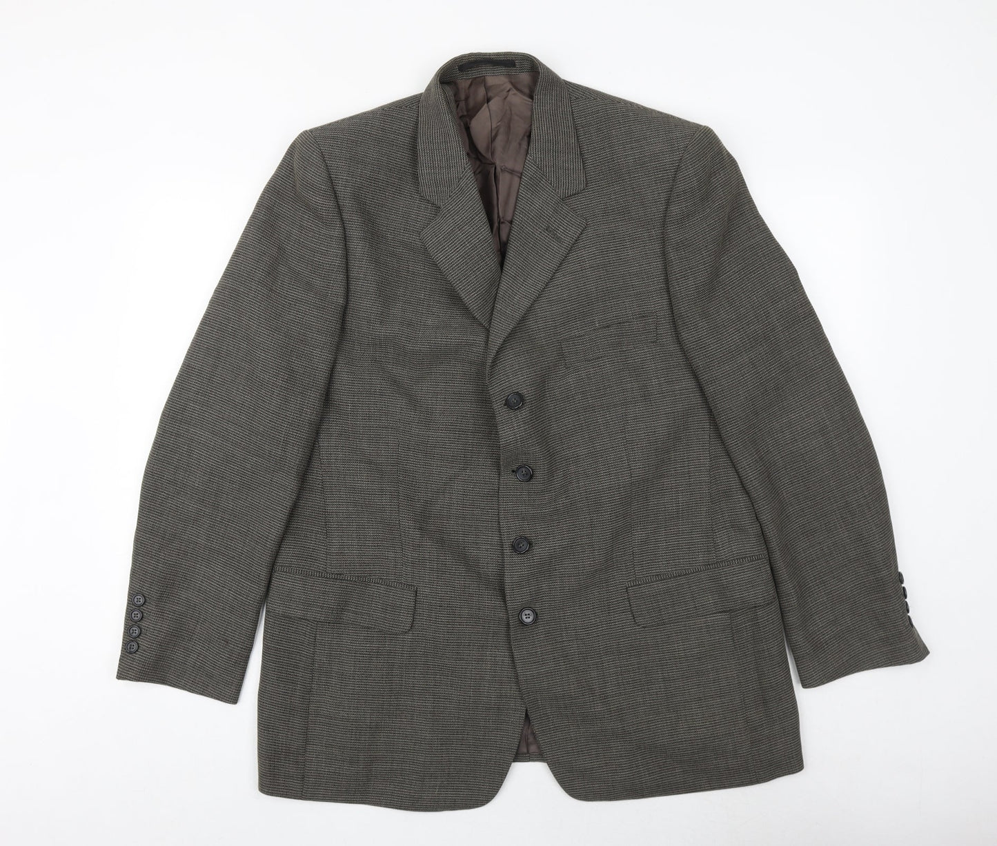 gianni ravanetti Mens Grey Geometric Polyester Jacket Suit Jacket Size 44 Regular