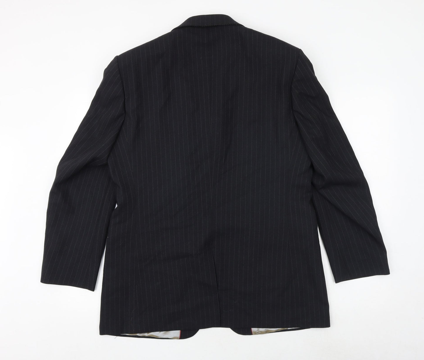 Burton Mens Blue Striped Wool Jacket Suit Jacket Size 40 Regular