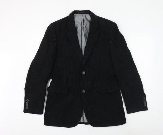 Avenue Mens Black Wool Jacket Suit Jacket Size 38 Regular