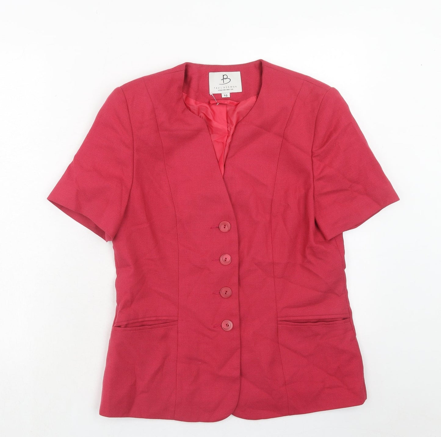 Paul Berman Womens Pink Jacket Blazer Size 10 Button