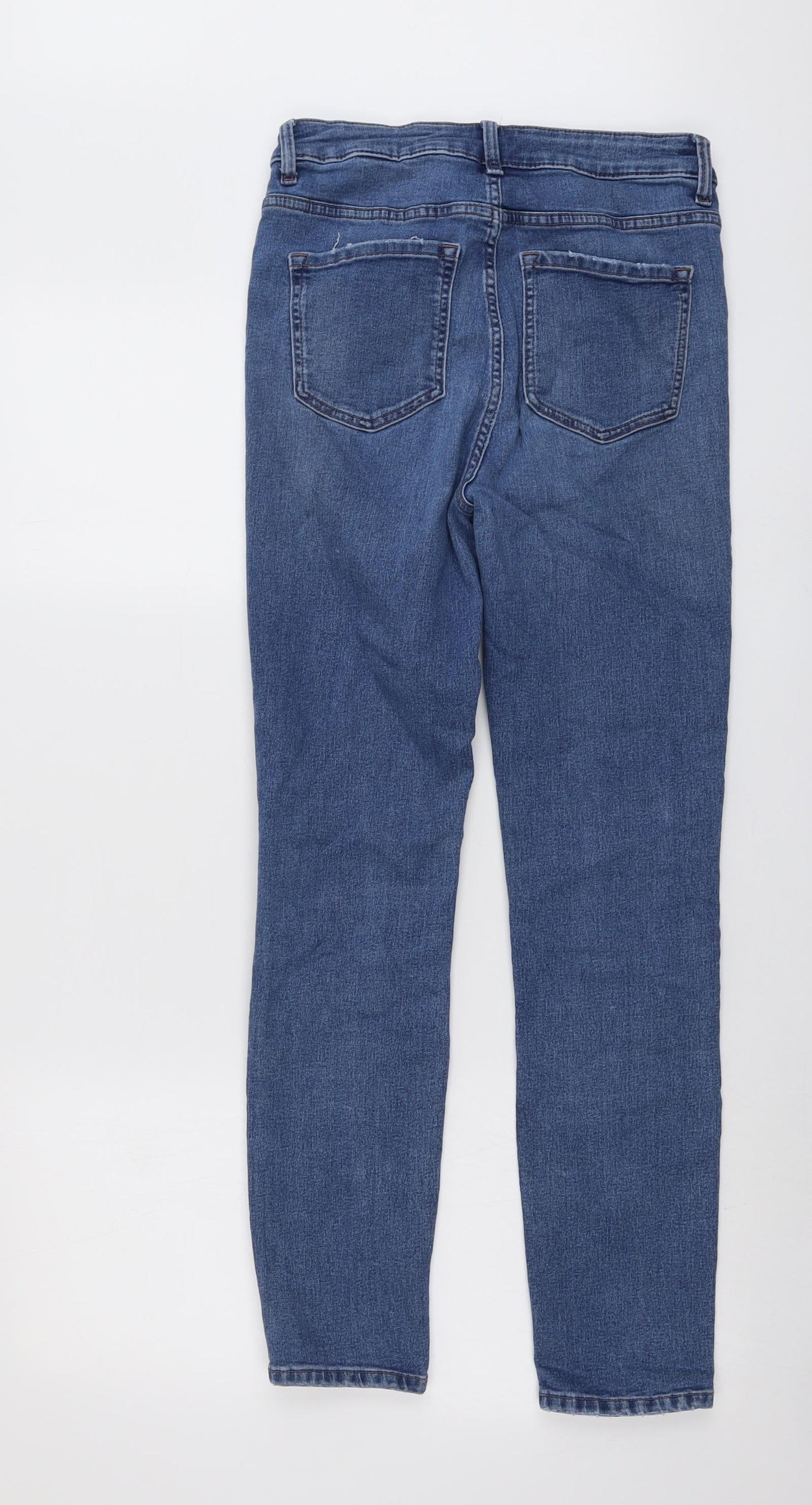 Marks and Spencer Womens Blue Cotton Skinny Jeans Size 10 L27 in Regular Button