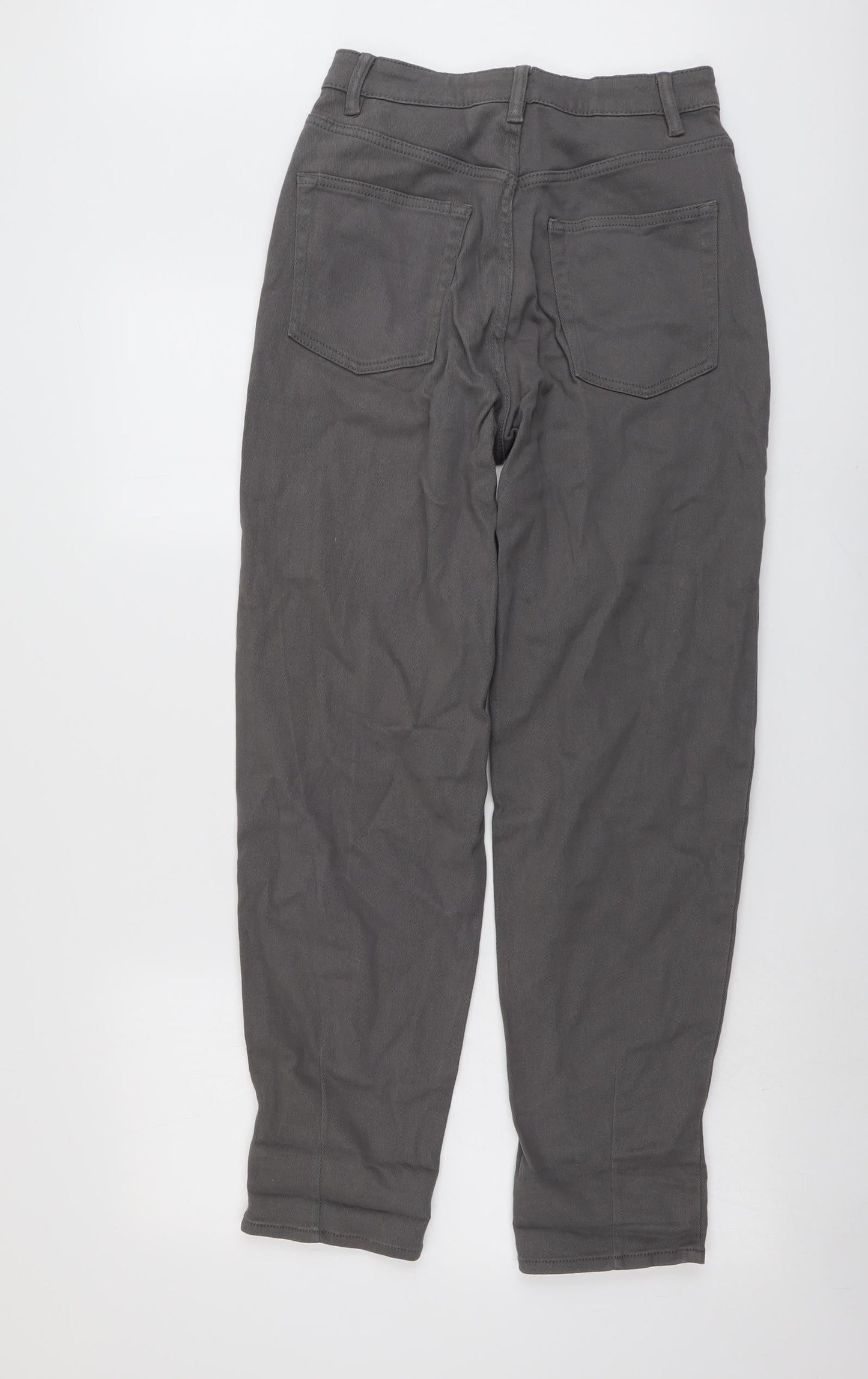 H&M Womens Grey Cotton Tapered Jeans Size 8 L29 in Regular Button