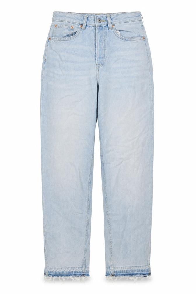 H&M Womens Blue Cotton Mom Jeans Size 8 L31 in Regular Button - Frayed Hem