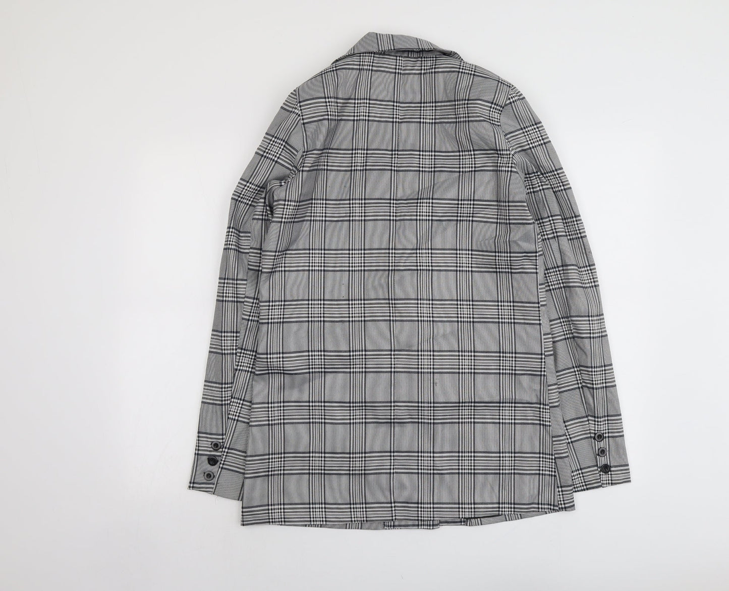 Missguided Womens Grey Geometric Jacket Blazer Size 8 Button