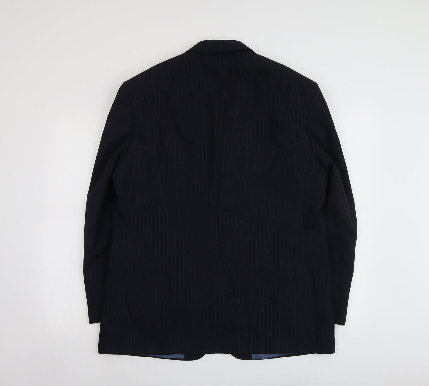 Marks and Spencer Mens Blue Striped Polyester Jacket Suit Jacket Size 42 Regular