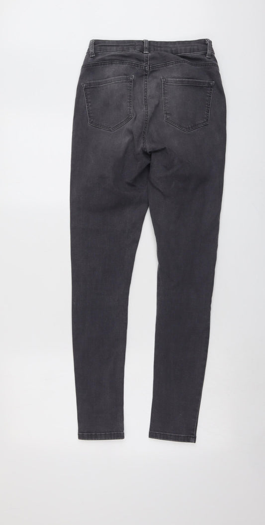 Dorothy Perkins Womens Grey Cotton Skinny Jeans Size 8 L29 in Regular Button - Shape & Lift