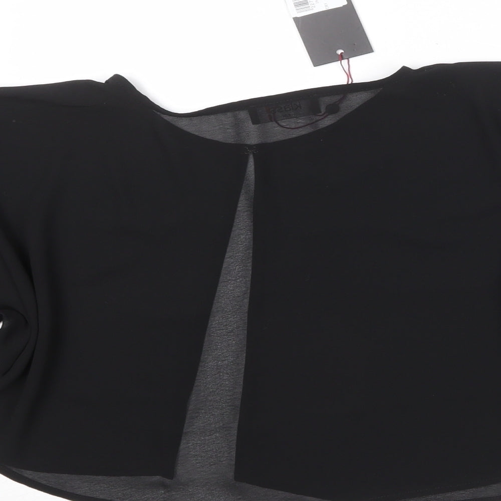 Klass Womens Black Polyester Kimono Blouse Size S Roll Neck