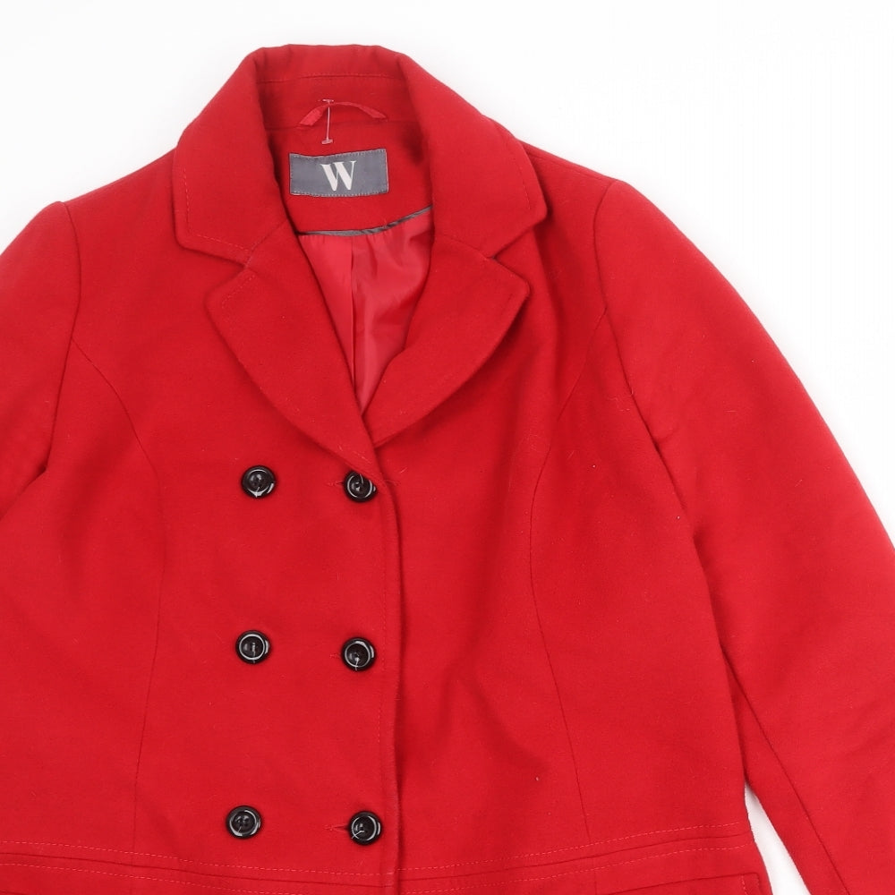 BHS Womens Red Pea Coat Coat Size 10 Button