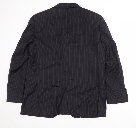NEXT Mens Black Striped Wool Jacket Suit Jacket Size 46 Regular
