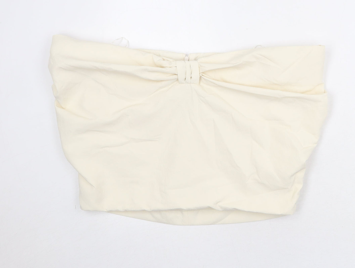 Zara Womens Ivory Polyamide Cropped Blouse Size M Off the Shoulder